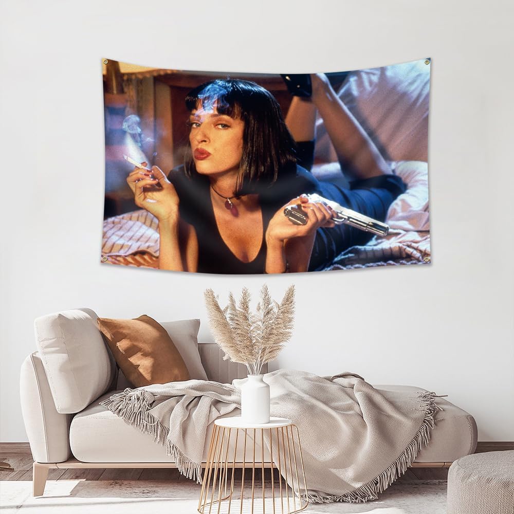 Uma Thurman – Pósteres de tapiz de pulpa ficción, banderas divertidas para dormitorio universitario, pancarta de película para dormitorio, sala de