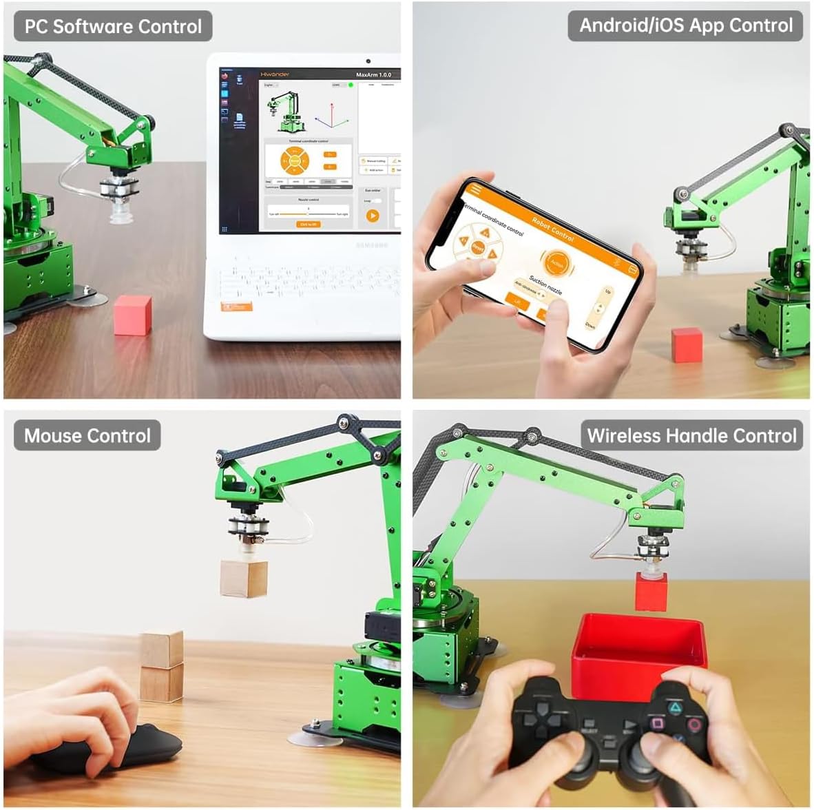 Kit de brazo robótico AI, MaxArm ESP32 Open Source WiFi Bluetooth Connect Smart Robot Arm con AI Vision Sensor Kits PS2 Controladores inalámbricos,