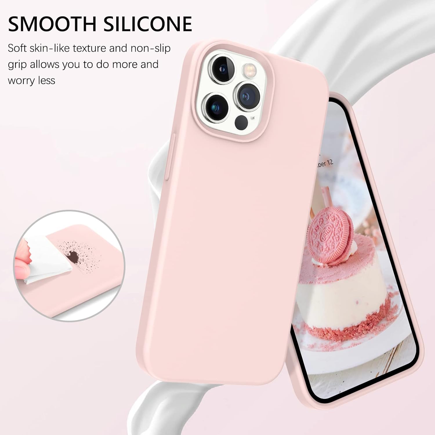 GUAGUA Funda compatible con iPhone 13 Pro de 6.1 pulgadas de silicona líquida de gel suave, delgada, forro de microfibra delgada, textura de cojín,