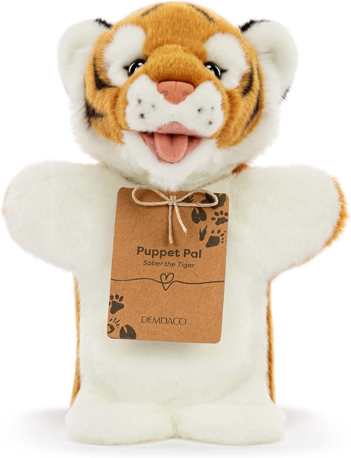 DEMDACO Animalcraft – Marioneta de peluche de peluche naranja y negro, 11 pulgadas