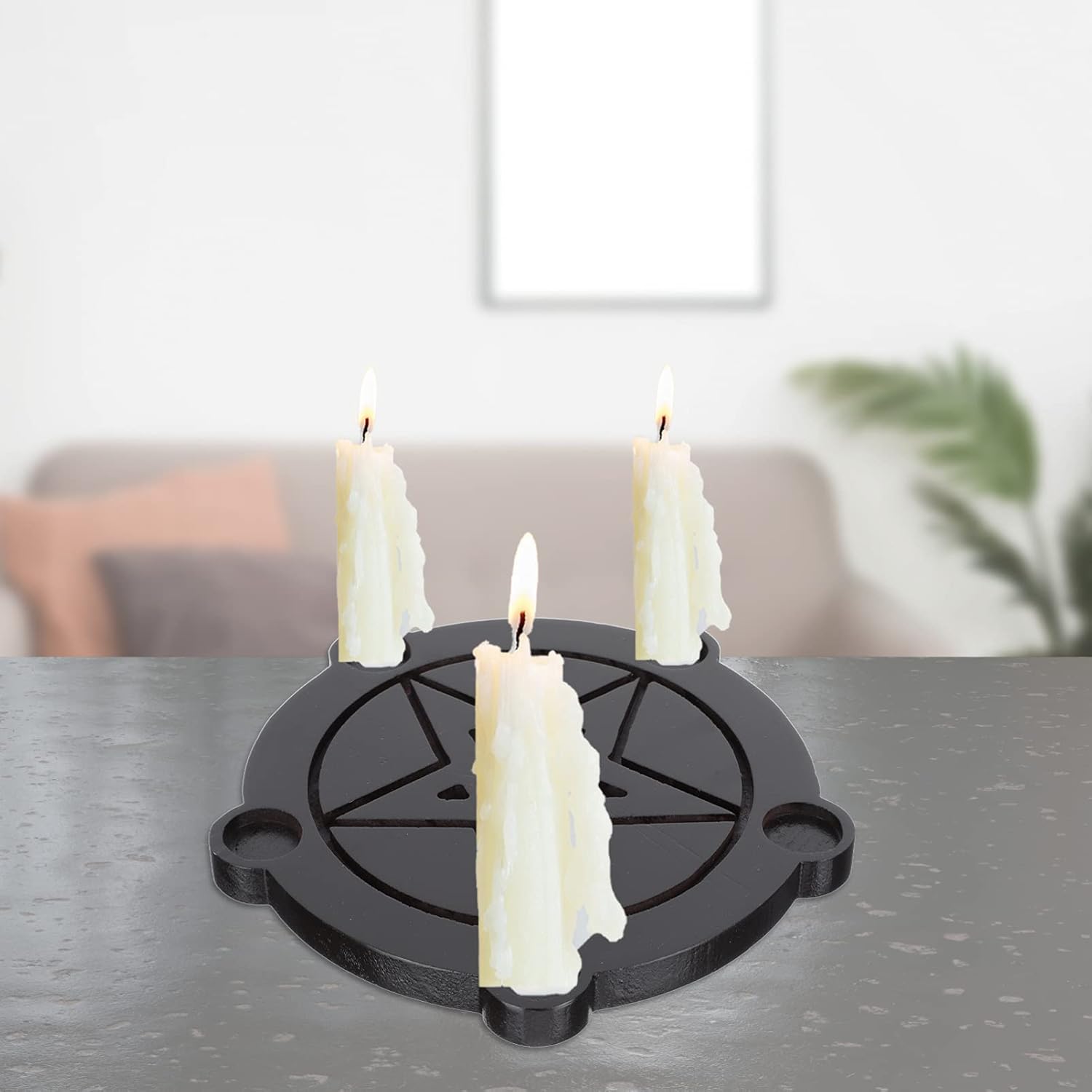 Cabilock Portavelas de madera con forma de estrella, candelabro Hoder Feng Shui, decoración del hogar, ideal para fundición de altar, campanillas,