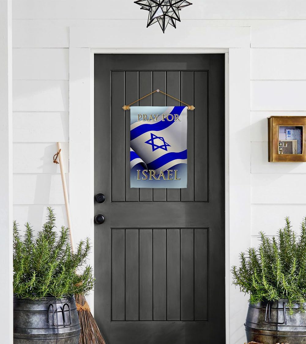 Pray for Israel – Juego de clavijas de madera con barra de madera para decoración del hogar, pancarta, poste para habitación, pequeño para colgar en