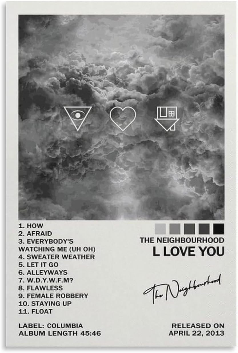 Póster de The Neighborhood I Love You, póster de vinilo con música (25) lienzo decorativo para dormitorio, moderno, para el hogar, impresiones