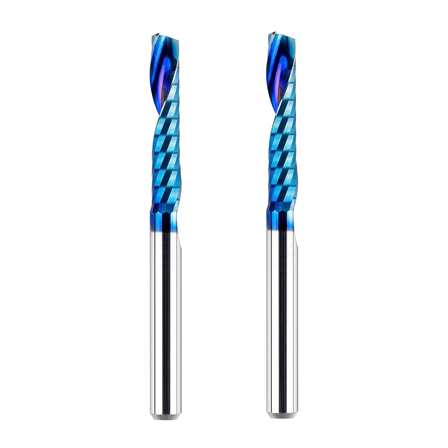 2 piezas O Flauta espiral Router Bits de 18 pulgadas de diámetro de corte 18 pulgada vástago de 34 pulgadas de longitud de corte de carburo CNC Bits