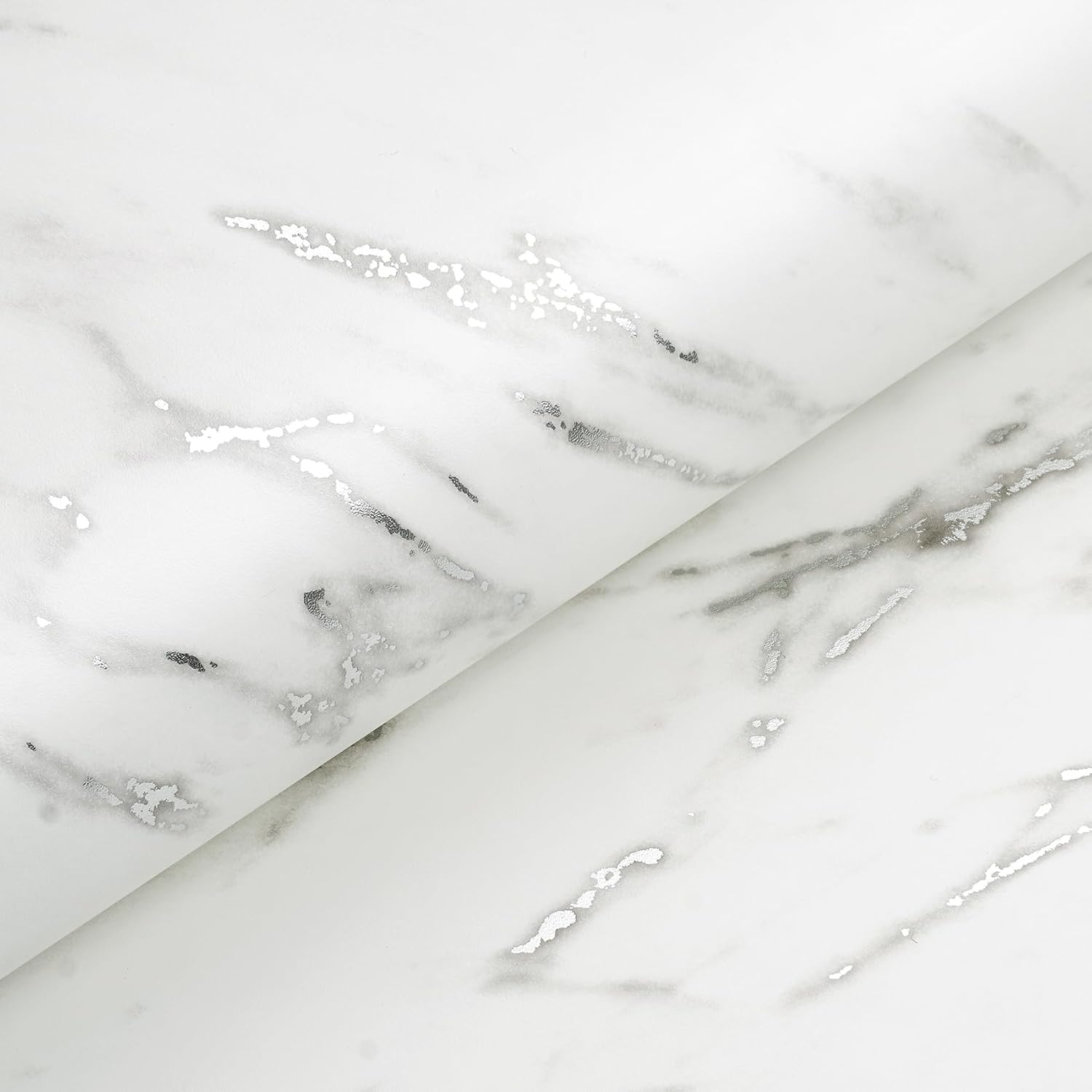 Livelynine Papel de contacto blanco para encimera, impermeable, papel tapiz autoadhesivo de mármol, papel de contacto para armarios, cubierta de