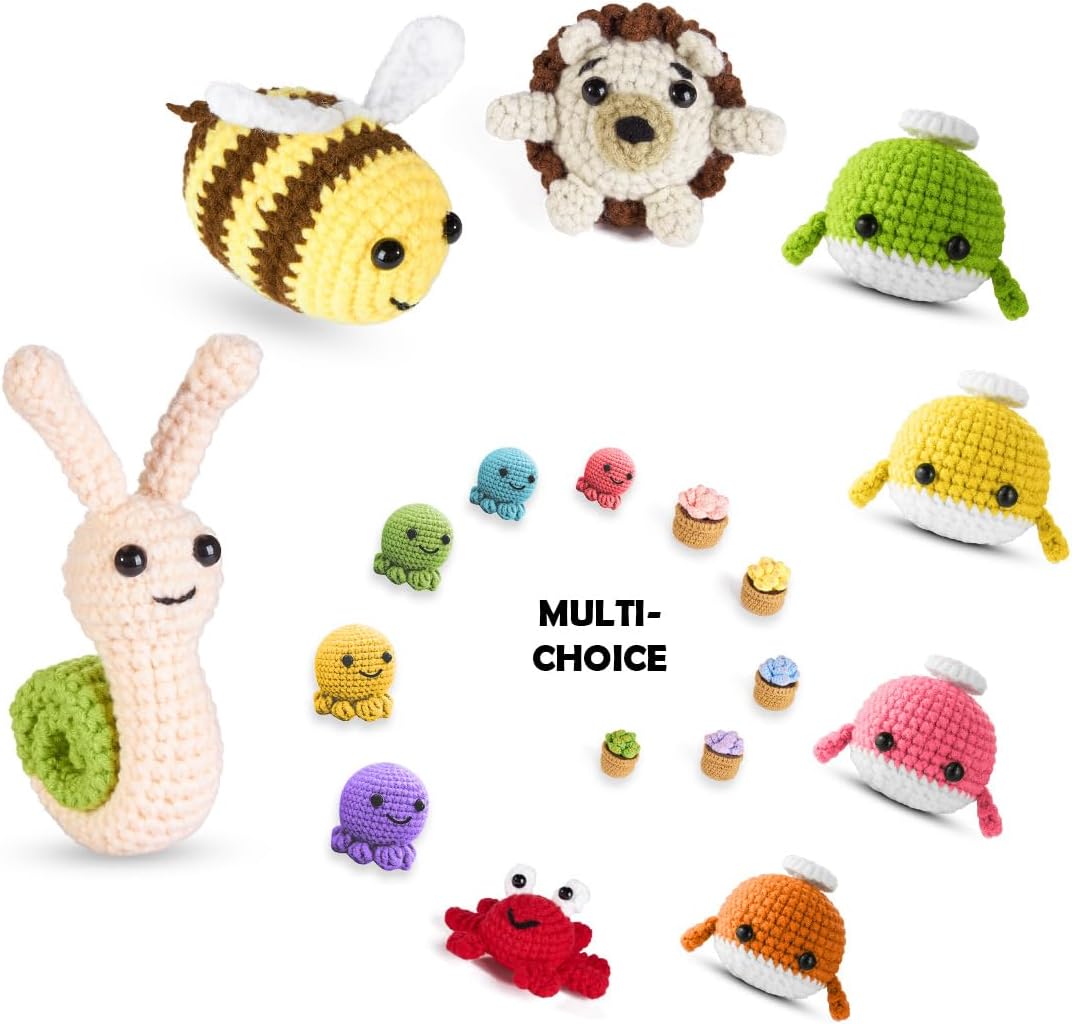 TANOSII Kit de inicio de ganchillo para principiantes Kit de ganchillo para adultos y niños con instrucciones paso a paso y tutoriales en video