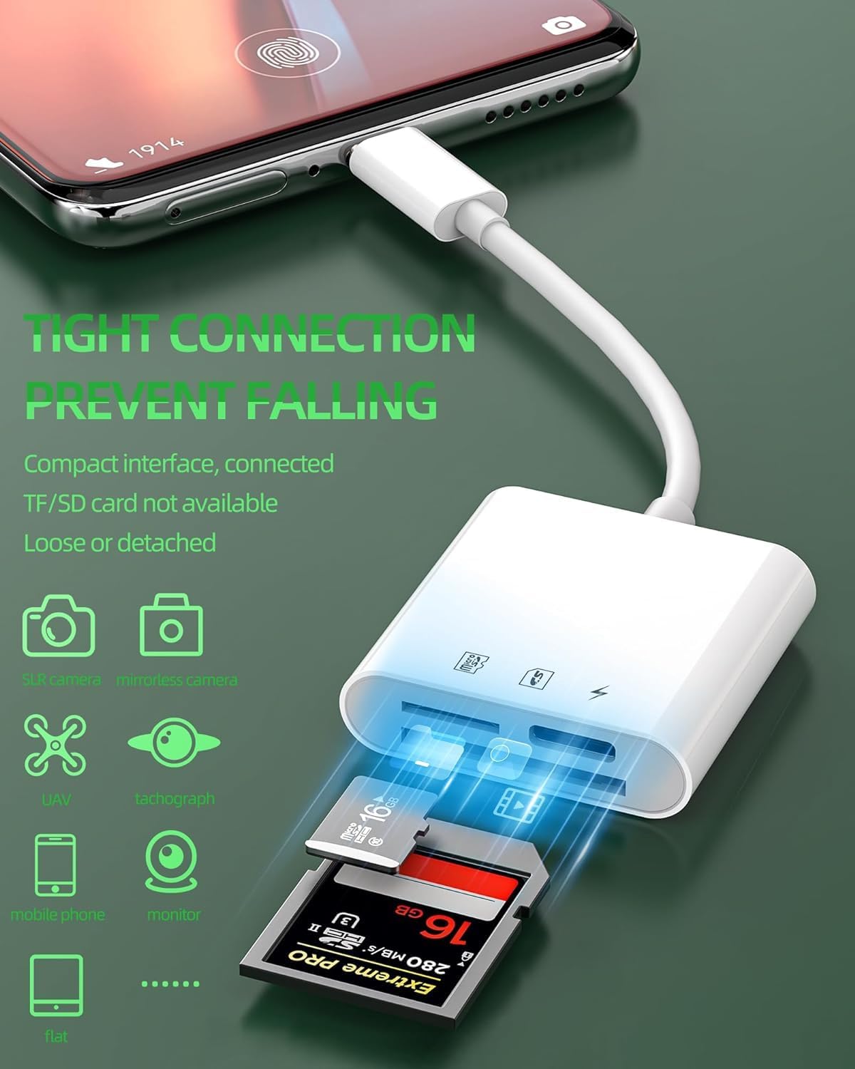 Lector de tarjetas USB C SD TF para iPhone 15 3 en 1 tipo C Trail adaptador de cámara lector de tarjetas Plug and Play Compatible para MacBook