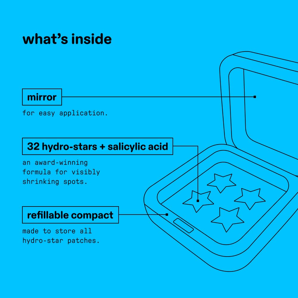 Starface Hydro-Star + Parches de espinillas de ácido salicílico y Big Blue Compact, ayuda a reducir y calmar puntos más profundos, bonita forma de