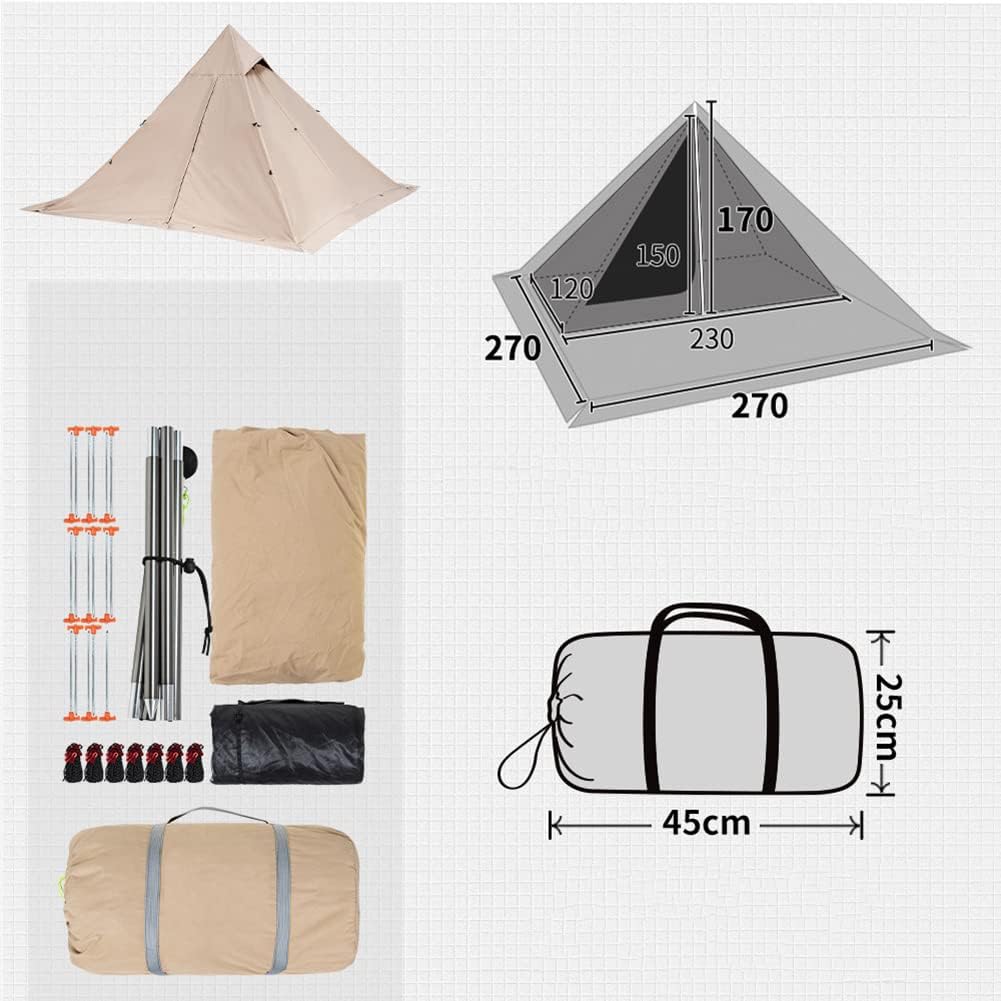 Tienda piramidal para 2 personas Tienda de campaña de lujo Tipi para Caza Equipo Familiar Mochilero Camping Senderismo – Camping Yurt Tent