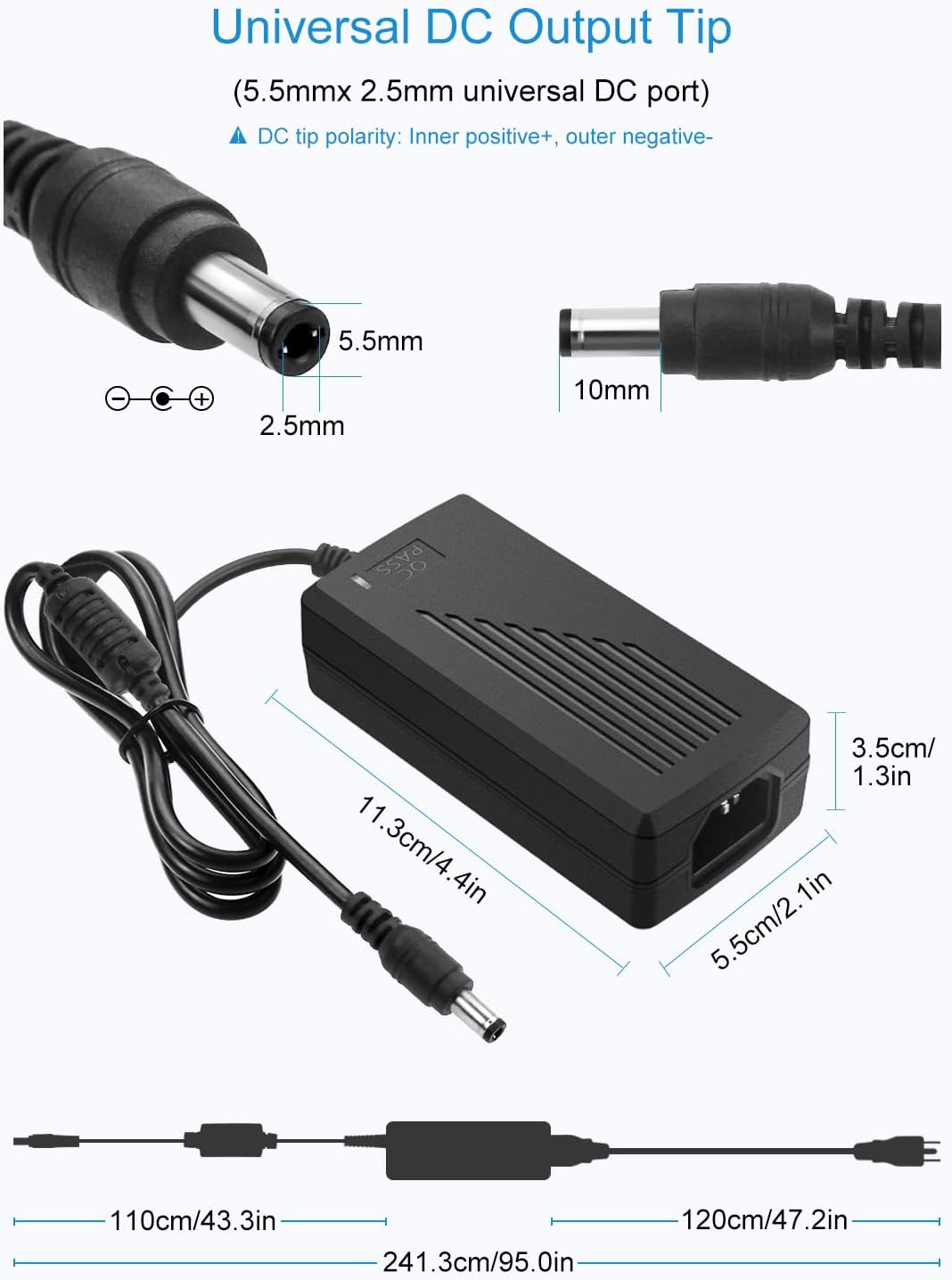 ALITOVE Fuente de alimentación de 12 V 5 A, adaptador de corriente de 12 voltios, 60 W, 100  240 V CA a CC 12 V, convertidor de controlador LED,
