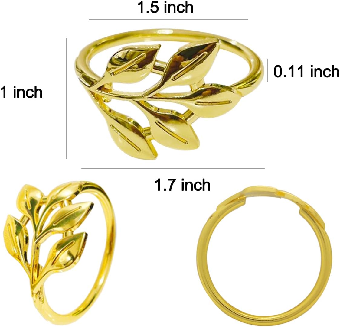 Paquete de 20 servilleteros dorados, juego de servilleteros de hoja de metal, servilleteros dorados, decoraciones de mesa, hebillas de servilleta de