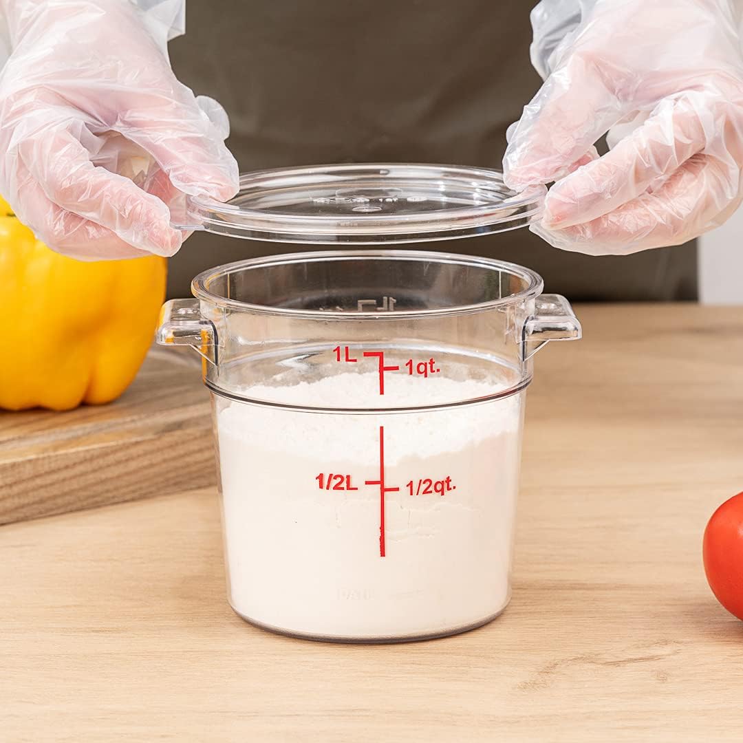 Restaurantware Met Lux – Contenedor de almacenamiento de alimentos de 1 cuarto de galón, 1 recipiente redondo de almacenamiento comercial, tapa se