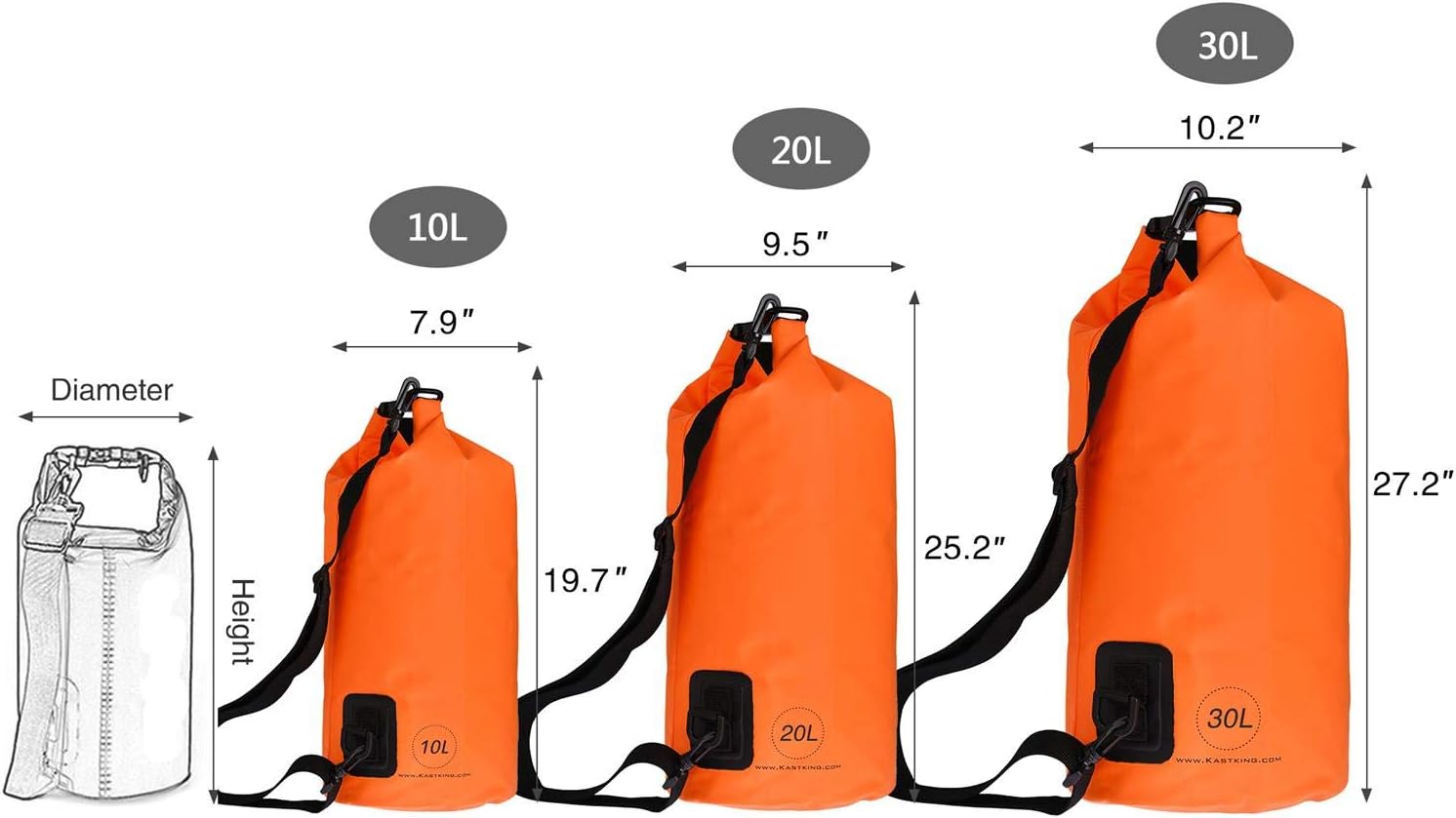 KastKing Bolsas secas, bolsas de almacenamiento 100% impermeables, construcción de grado militar para natación, kayak, canotaje, senderismo,