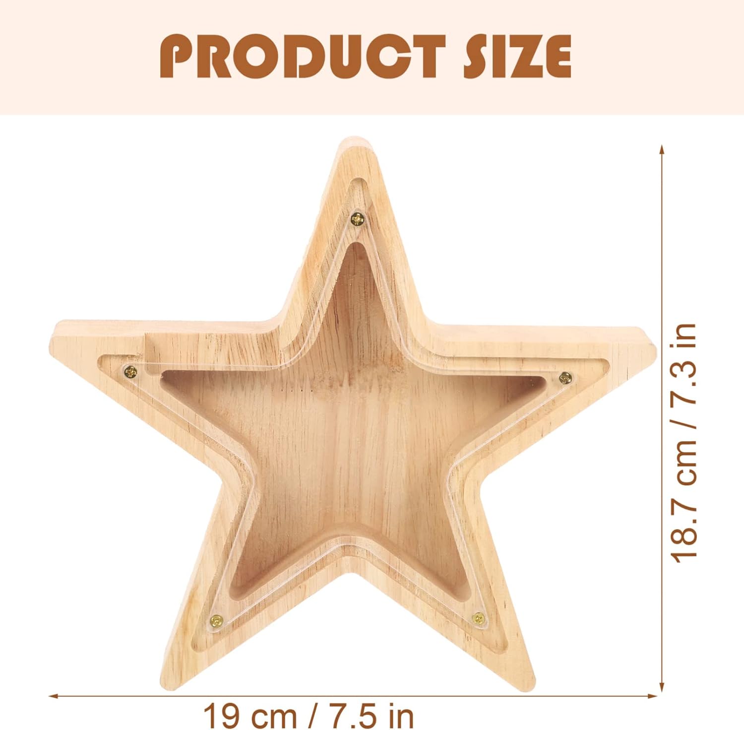 Zerodeko Hucha de madera para el hogar, alcancía para adolescentes, con forma de estrella, alcancía transparente para niños y niñas, bebé, primera