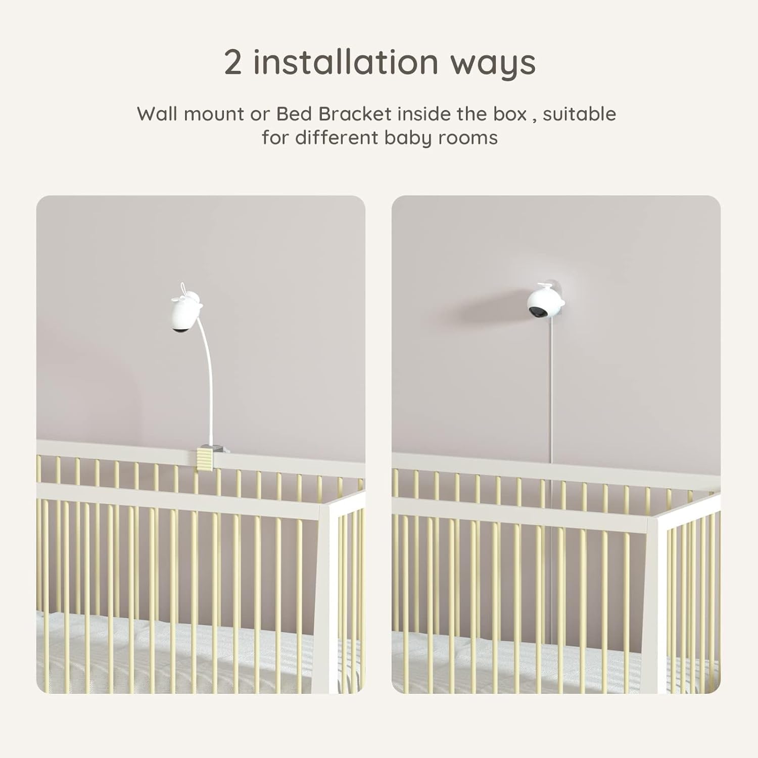 Ellie Baby Monitor,Covered Face Alert,Auto Photo Capture,Cry Soothing,2 Way Talk,Virtual Fence,2K HD,Night Vision,Temp Humidity,Breathing Detection