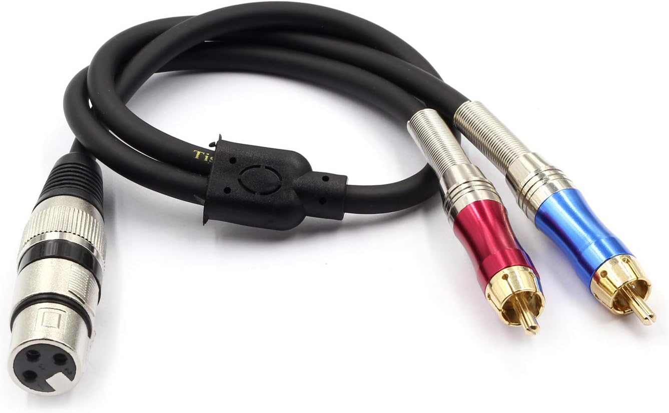 tisino Cable en Y XLR a RCA, adaptador XLR hembra a RCA dual, cable de interconexión de audio estéreo desequilibrado -6.6 pies6.6 ft