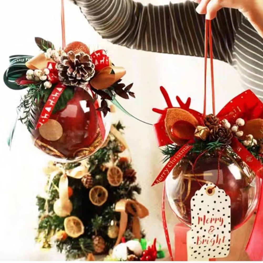 2024, mini paquetes de adornos de Navidad, bolas de Navidad transparentes, decoraciones para árbol de Navidad, divertidos adornos de Navidad (mini