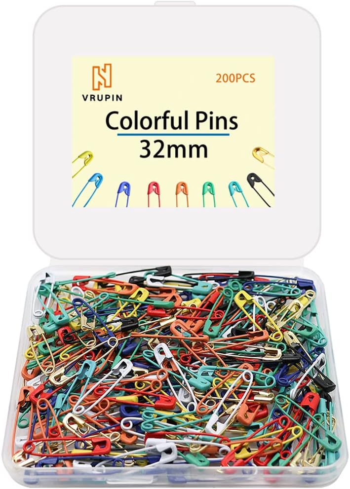 200 pines de seguridad de colores, kit de pasadores de seguridad pequeños de 1.26 pulgadas, surtido colorido a granel para acolchar, ropa, pañales