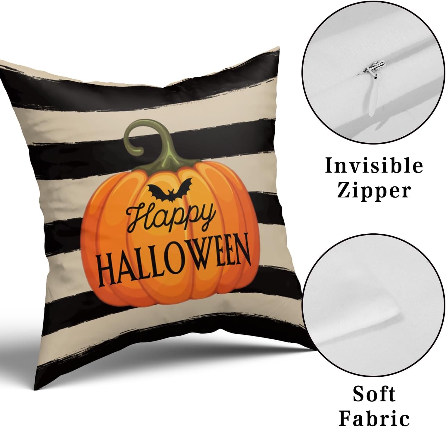 Fundas de almohada de Halloween de 18 x 18 pulgadas, fundas de almohada decorativas de calabaza de Halloween para festival, funda de almohada