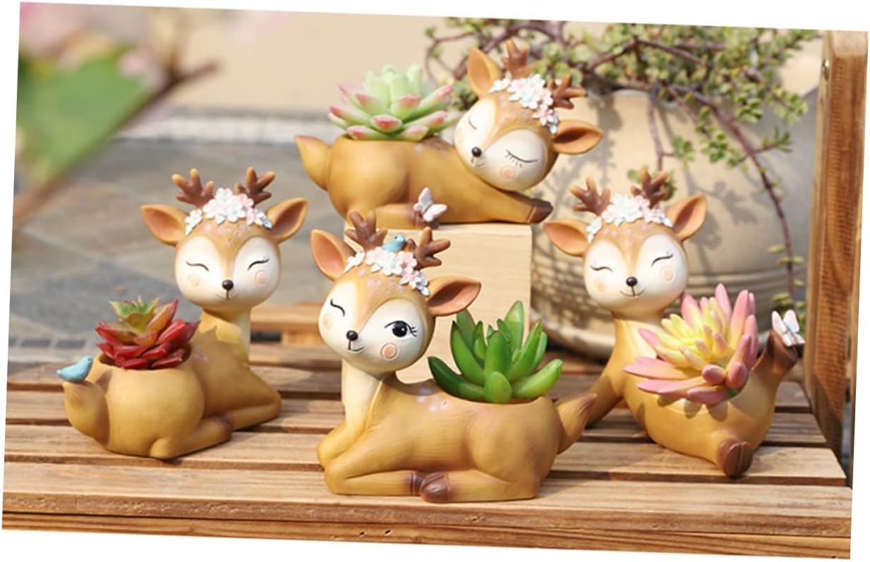 Yardwe 1 soporte para plantas de animales, mini maceta de resina para escritorio, maceta de resina, suculentas, macetas, jarrón, tapicería, macetas