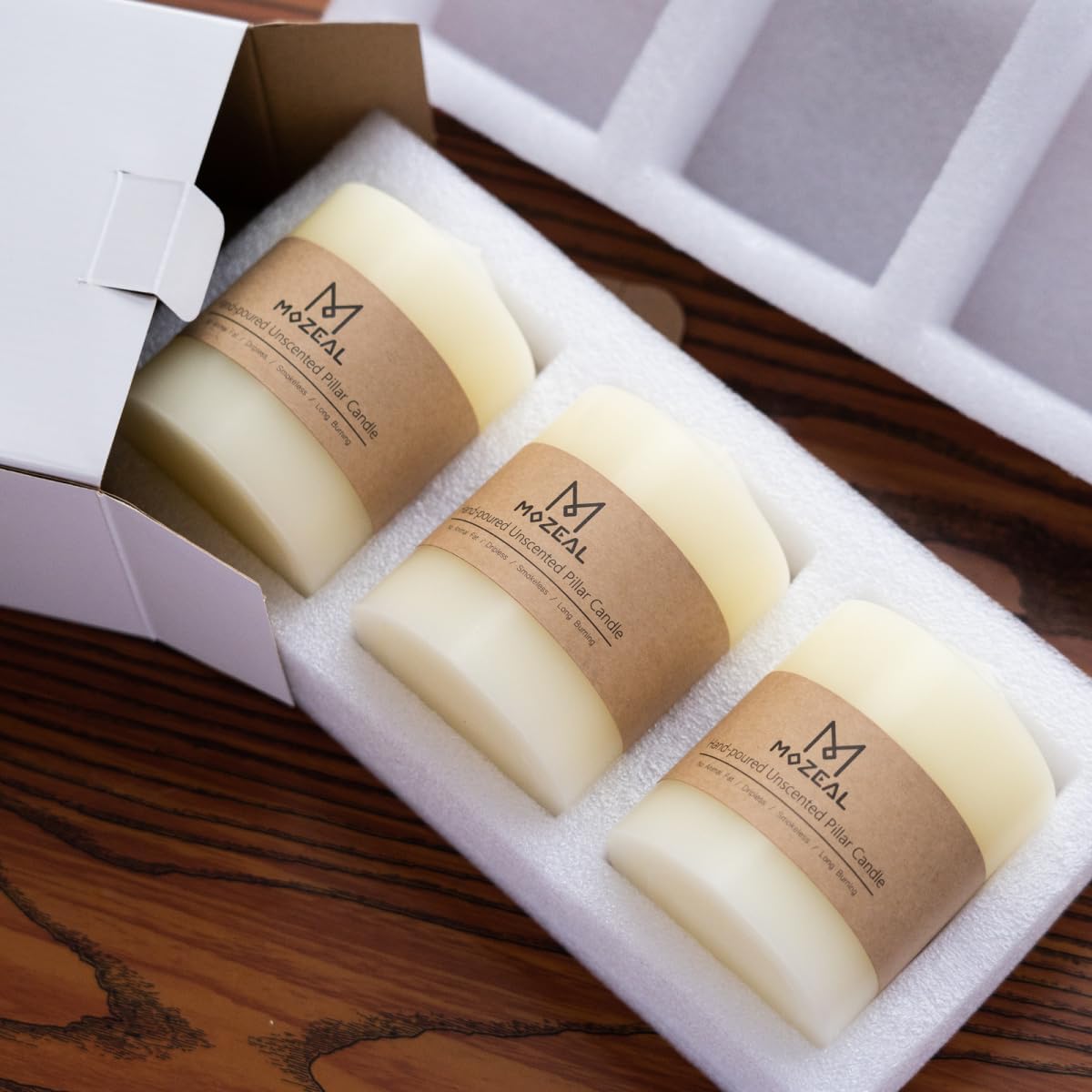 Velas sin perfume vertidas a mano de 3 x 8 pulgadas, juego de 2 velas de pilar negras grandes, sin goteo, aproximadamente 120 horas de combustión,