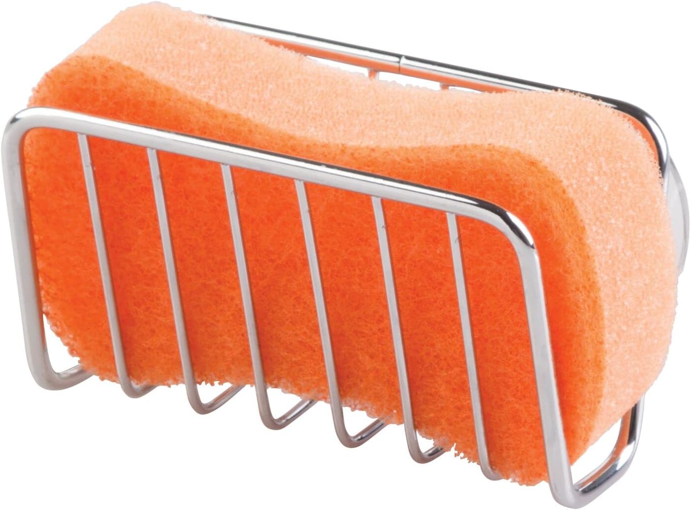 mDesign Soporte de esponja de metal para fregadero de cocina con ventosas – Soporte pequeño para esponjas en la cocina o soporte para jabón en el