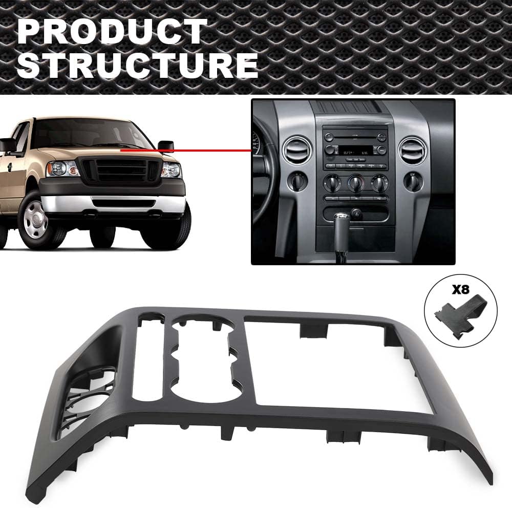 Dash Radio Climate Bisel Central Panel Compatible con Ford F150 2004, 2005, 2006, 2007, 2008, Negro