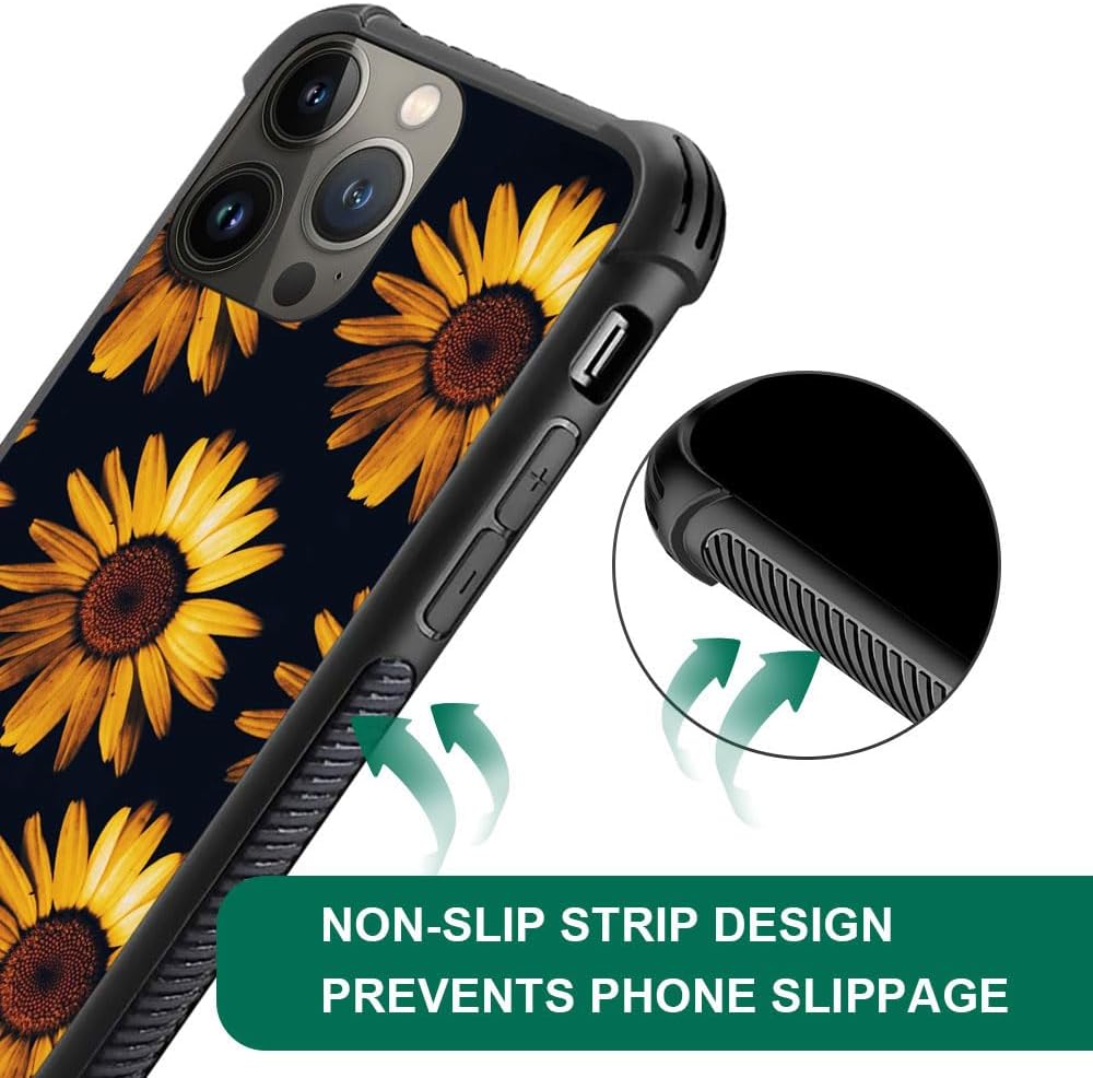 DAIZAG Funda compatible con iPhone 15 Pro Max, diseño Art Sunflower iPhone 15 Pro Max para hombre y mujer, protección completa, a prueba de golpes,