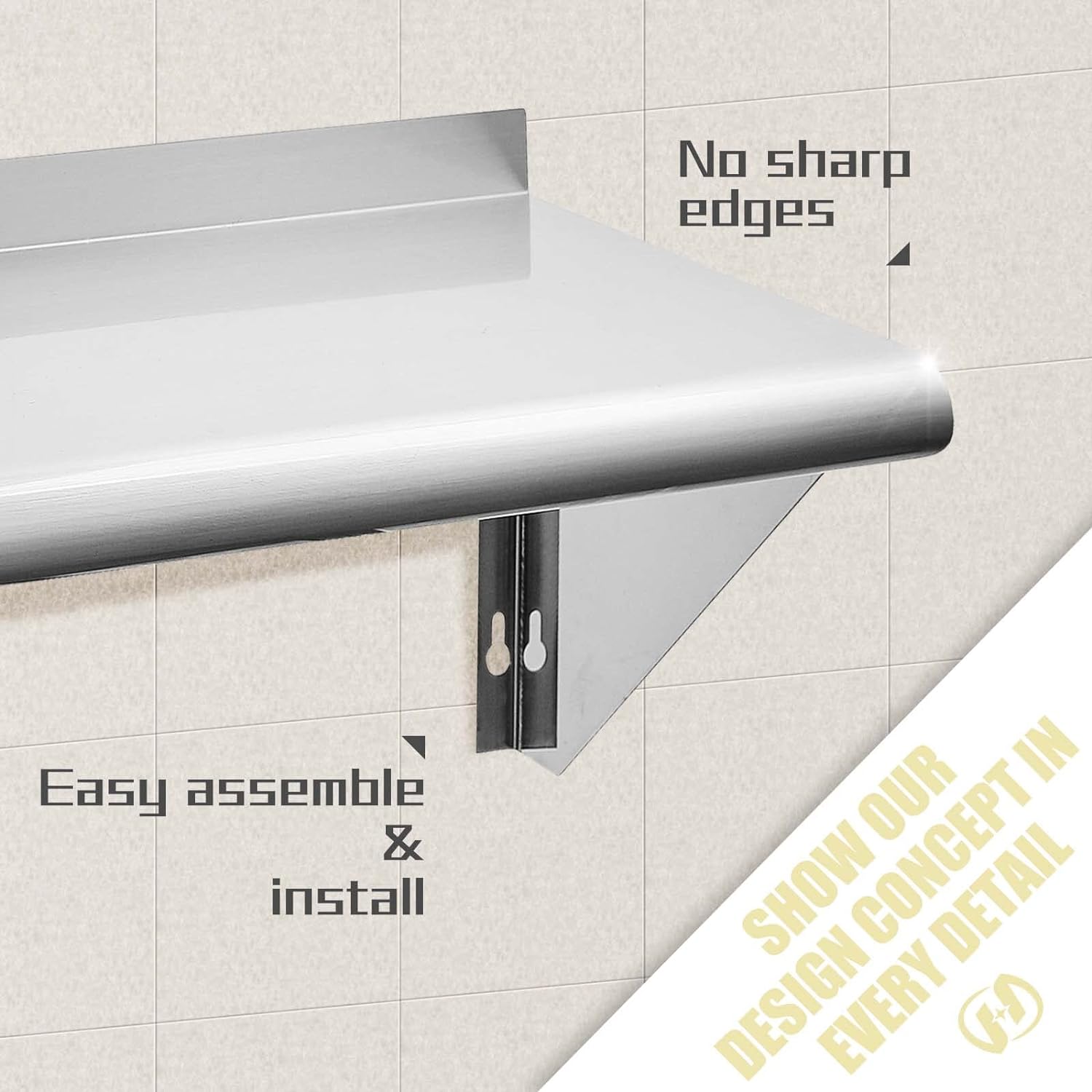 Estantería de acero inoxidable, montaje en pared NSF comercial para restaurante, cocina, hogar y hotel