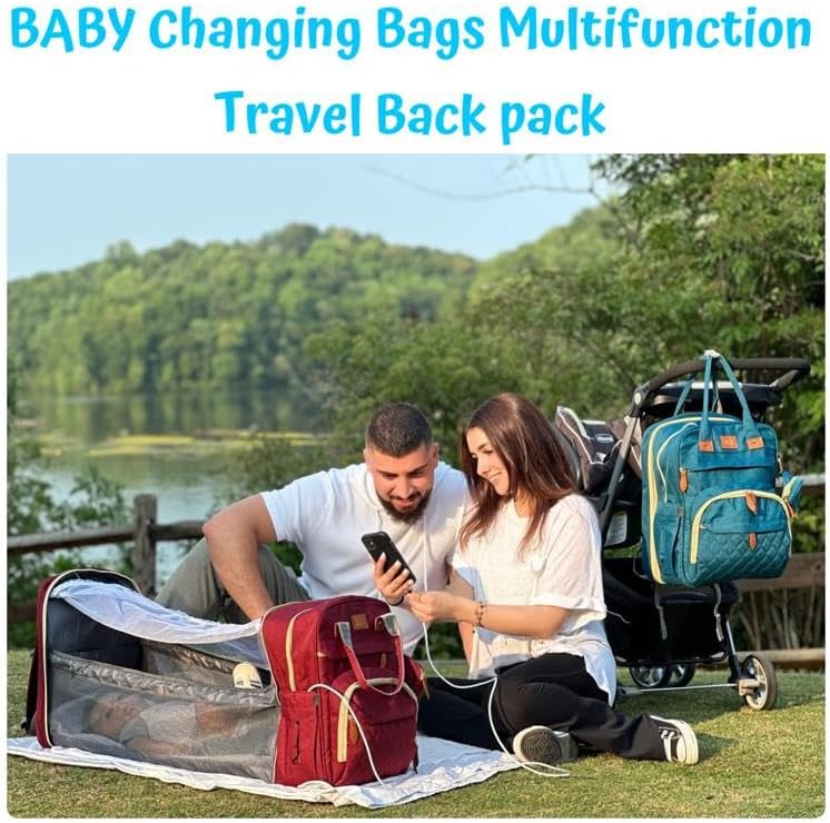 A&K – Mochila para pañales impermeable, grande, de viaje, para bebé, mini mochila con cambiador, regalo para baby shower, Rojo -, Mochila para