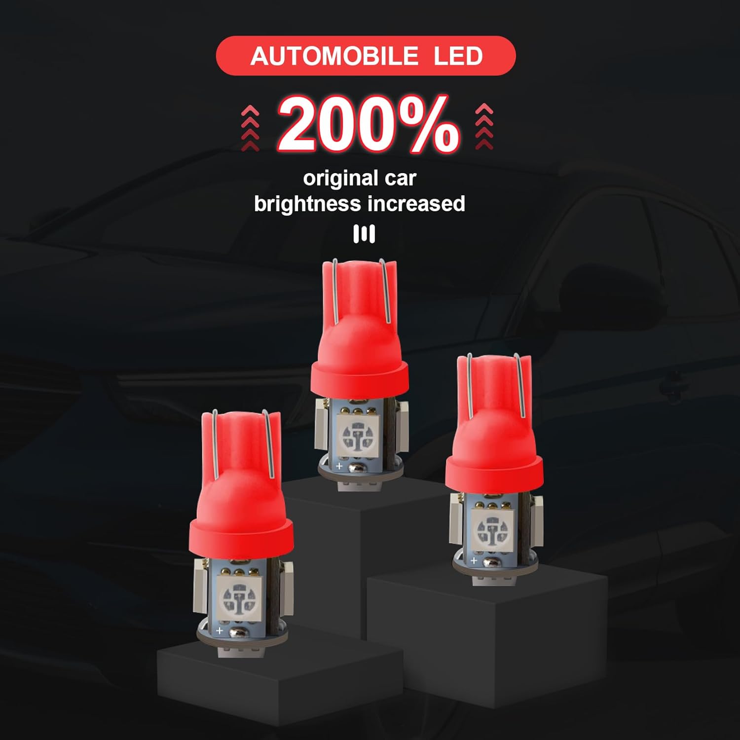 Sodcay 20 luces LED brillantes T10-5050-5SMD para automóvil, luz indicadora de ancho de 0.394 in x 1.102 in, 12 V, iluminación sin ángulo muerto de