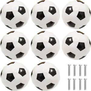 Tverghvad Pomos de cerámica para tocadores de pelota de fútbol, paquete de 8 manijas para muebles de cocina, pomos para muebles de cocina para niños Tverghvad Pomos de cerámica para tocadores de pelota de fútbol, paquete de 8 manijas para muebles de cocina, pomos para muebles de cocina para niños