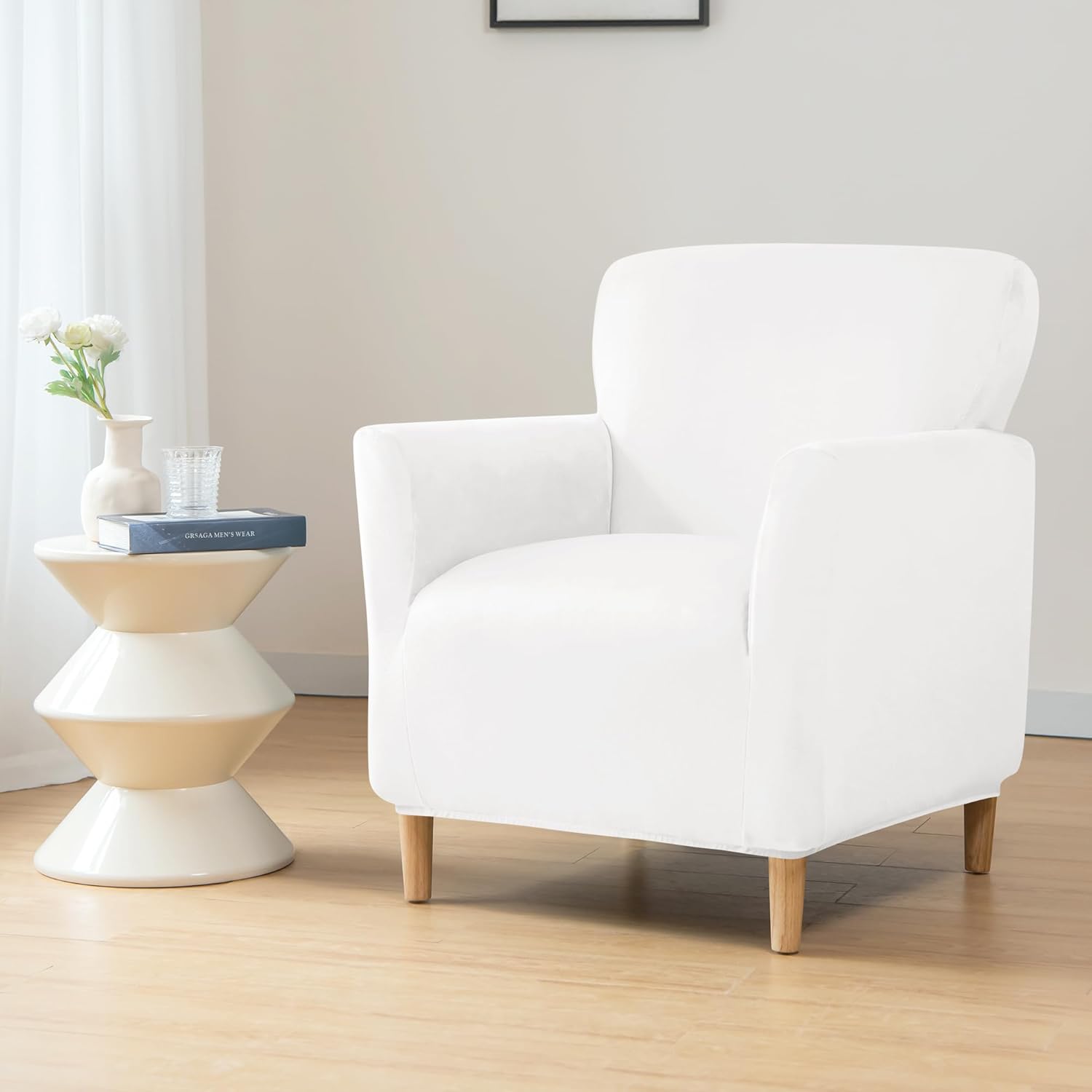 LiveGo Fundas para sillón de banquete, fundas de terciopelo de lujo para silla con brazos, fundas elásticas para sillas para sala de estar, funda
