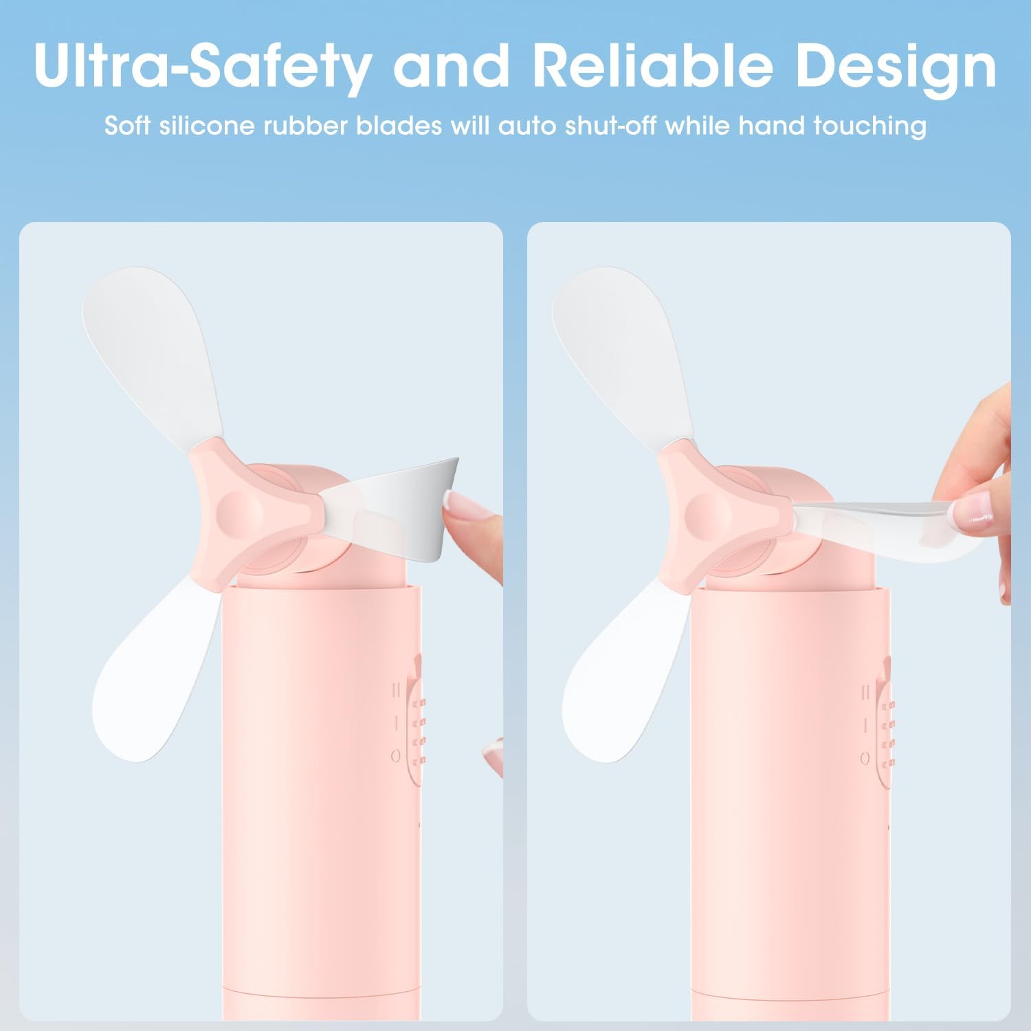 OLV Mini ventilador de mano portátil recargable de 3000 mAh USB alimentado por batería 22+horas de tiempo de funcionamiento, pequeño ventilador de