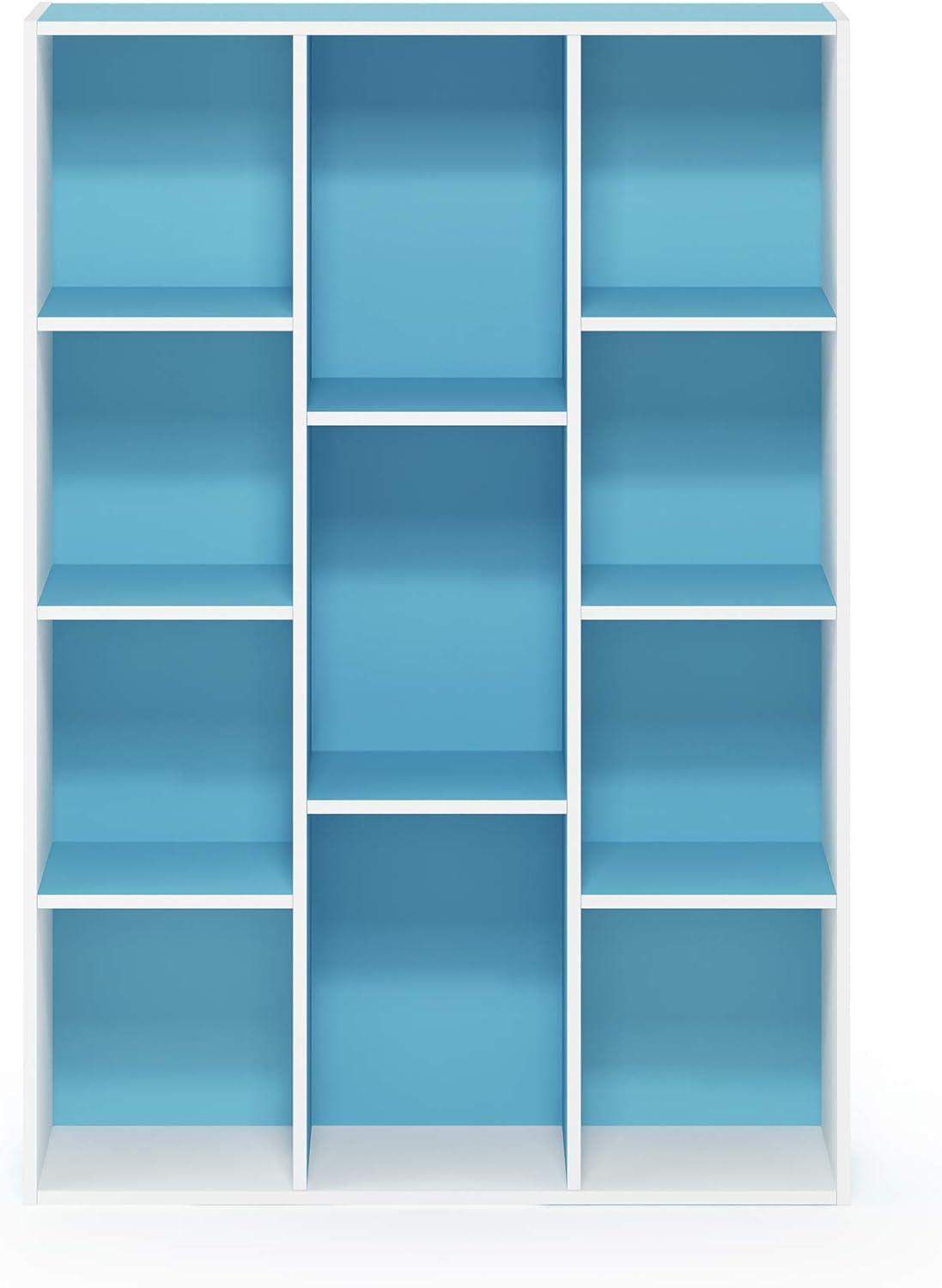 Furinno Luder – Estantería para libros, 11 cubos, color blanco y celeste