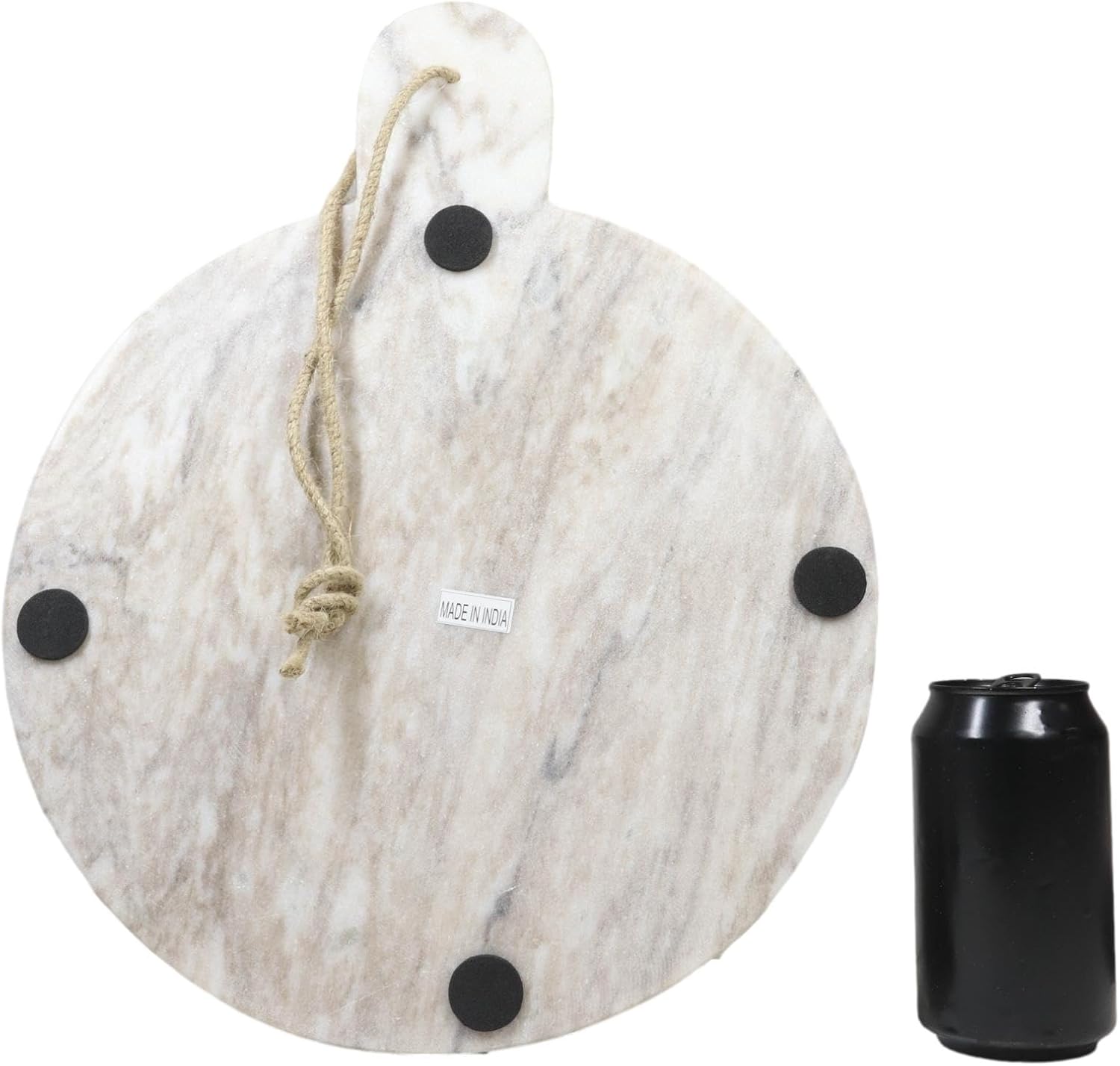Ebros Gift Moderna y elegante bandeja de cortar redonda de mármol natural veteado gris y blanco de 15 pulgadas de largo Charcutería Hors D’oeuvres