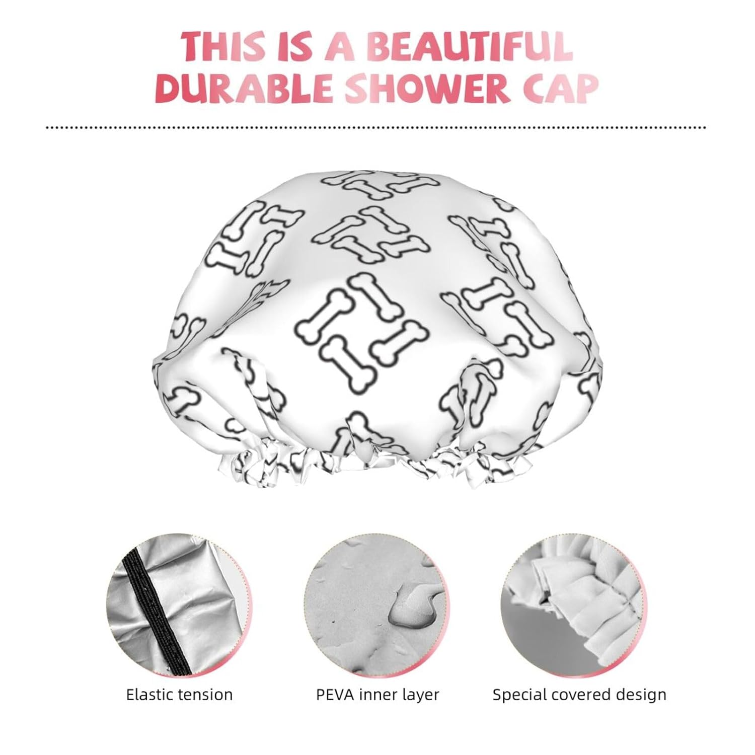 Cute Dog Double Layer Waterproof Shower Cap Suitable For All Head Sizes