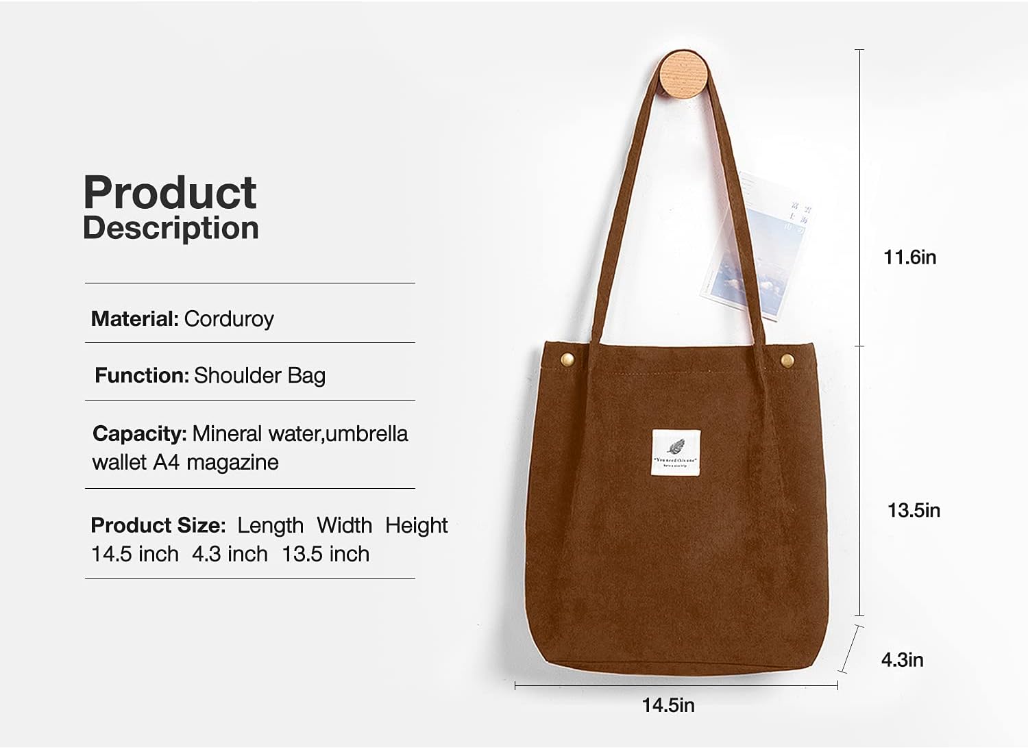 Ndeno Bolsas de mano para mujer, bolsa de hombro de pana con bolsillo interior para trabajo, playa, almuerzo, viajes, compras, bolsos