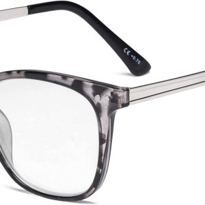 Eyekepper Lectores Retro Cuadrado Plástico Marco Metal Brazos Lectura Gafas Gris DEMI +2.0 Eyekepper Lectores Retro Cuadrado Plástico Marco Metal Brazos Lectura Gafas Gris DEMI +2.0