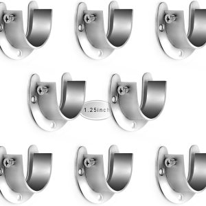 KOVOSCH Paquete de 8 soportes de barra de armario de acero inoxidable, soporte de extremo de barra de armario de 1-14 pulgadas, soporte de extremo KOVOSCH Paquete de 8 soportes de barra de armario de acero inoxidable, soporte de extremo de barra de armario de 1-14 pulgadas, soporte de extremo