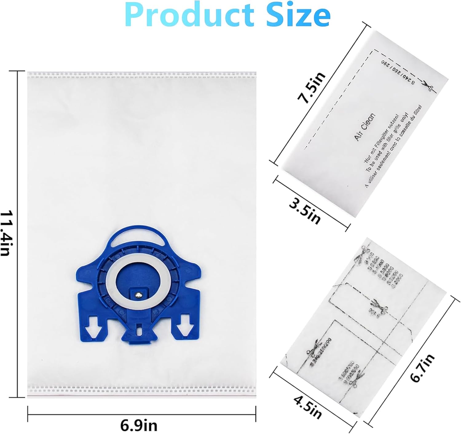 Paquete de 15 bolsas de repuesto Airclean GN 3D compatibles con aspiradora Miele Classic C1, C1 completa, C2 completa, C3, S227S240, S270, S400, S2,