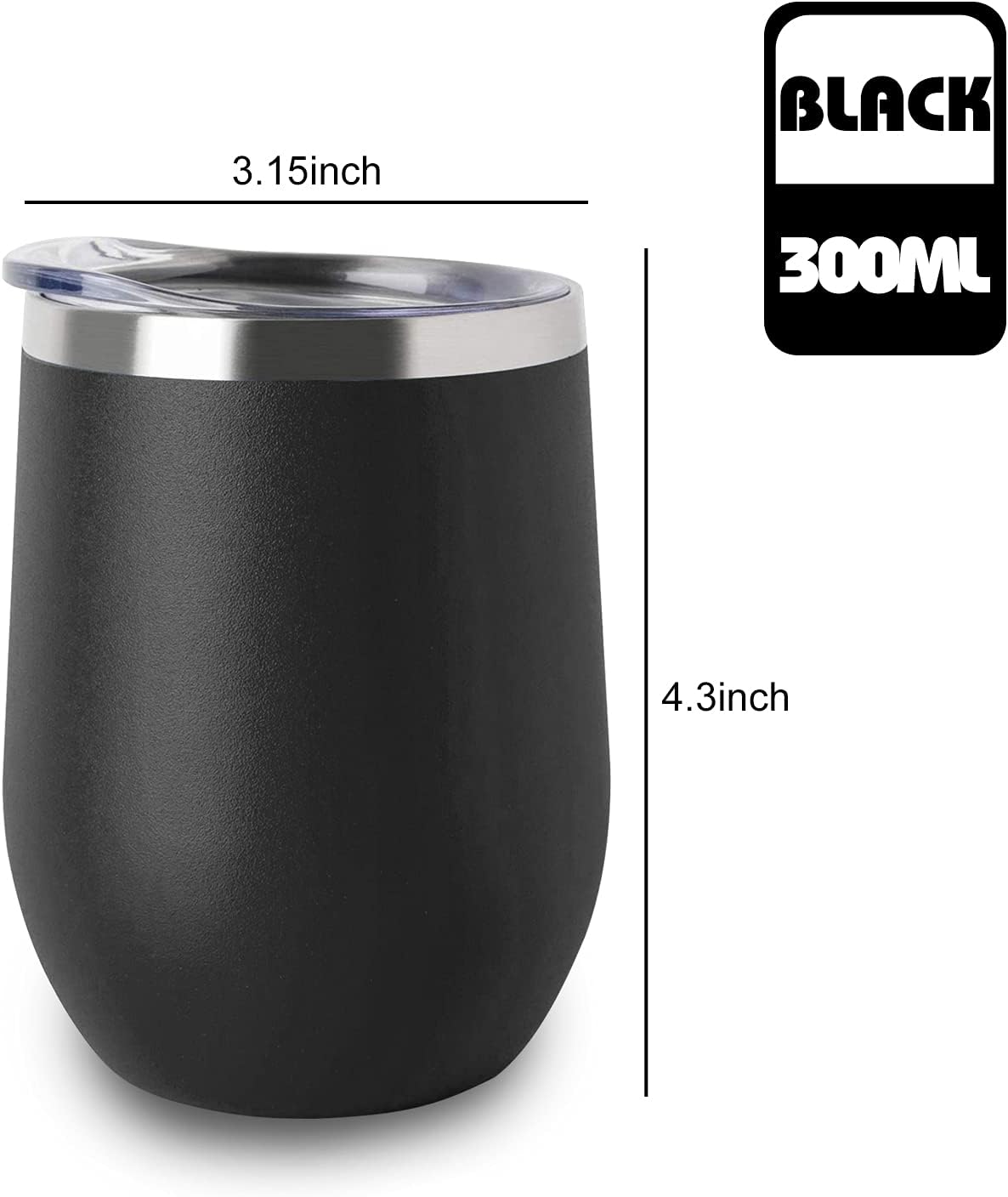 Vaso de vino de 10 oz, aislado al vacío, acero inoxidable