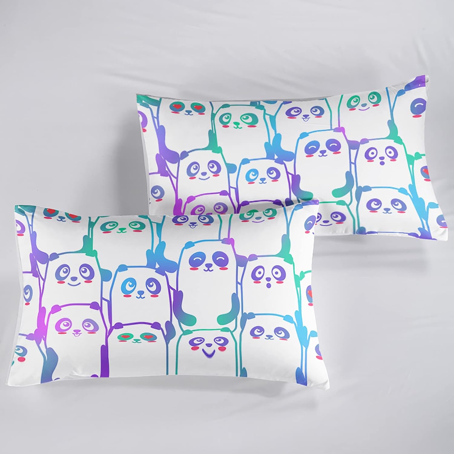 BailiPromise Juego de sábanas de 4 piezas con diseño de panda de dibujos animados tamaño Queen, diseño de animales kawaii, sábana bajera estampada