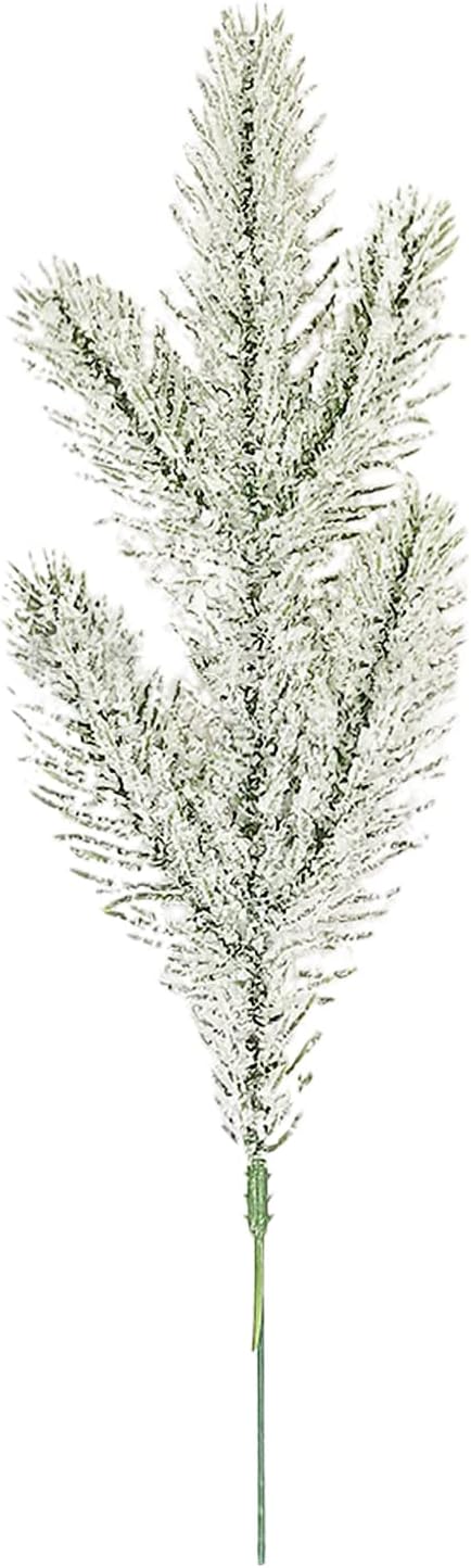 Agujas de pino artificial esmerilado, ramas de Navidad, picas de pino nevado falsas, ramitas de invierno, tallos de vegetación para árbol de