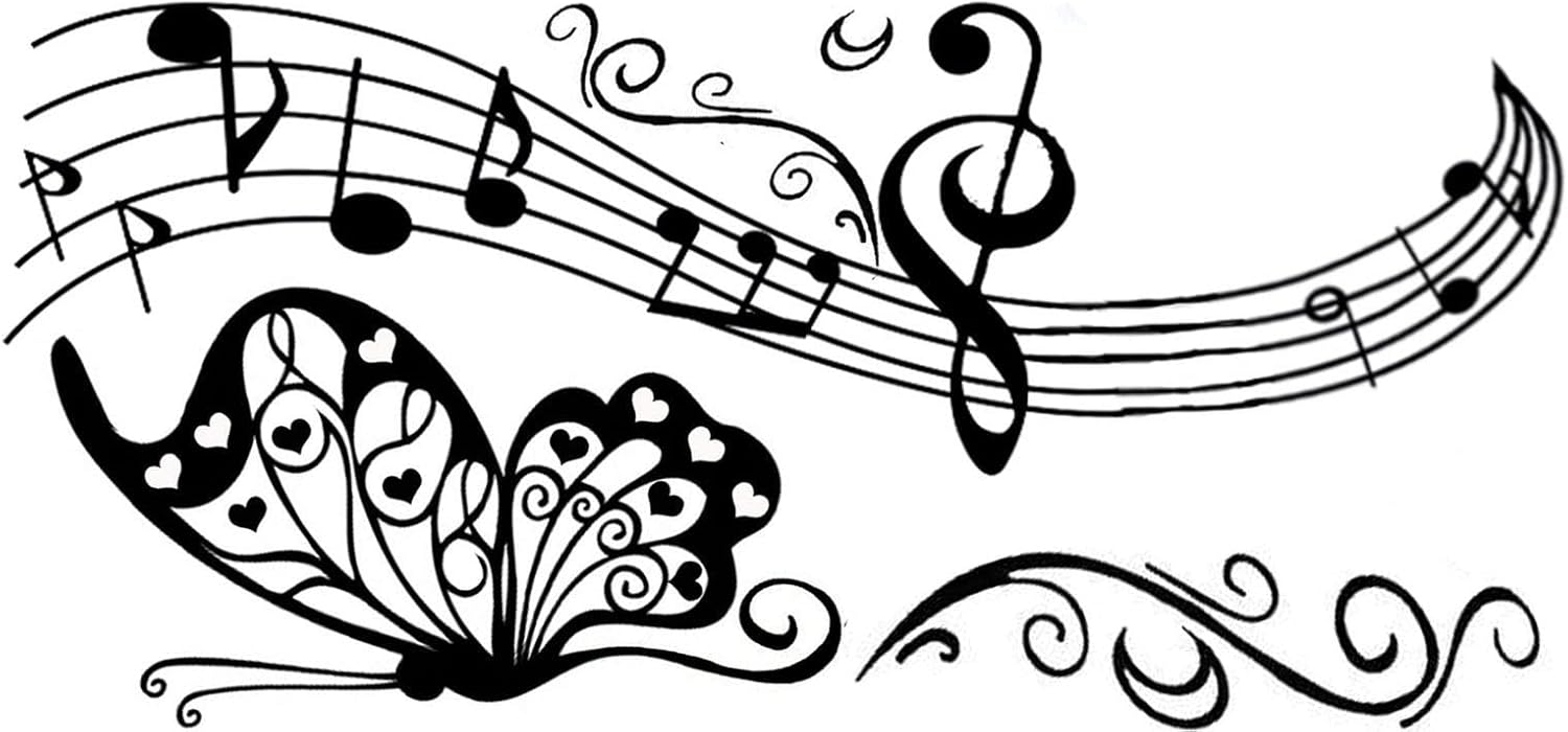BIBITIME Vinilo adhesivo de vinilo con notas musicales para pared, borde para sala de estar, dormitorio, ventana, guardería, habitación de los