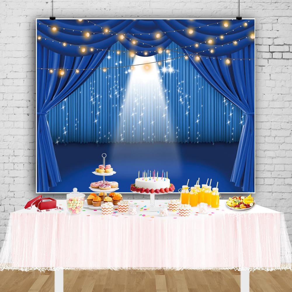 Telón de fondo azul para escenario, telón de fondo de teatro para fotografía, 10 x 8 pies, telón de fondo de teatro, espectáculo dramático,