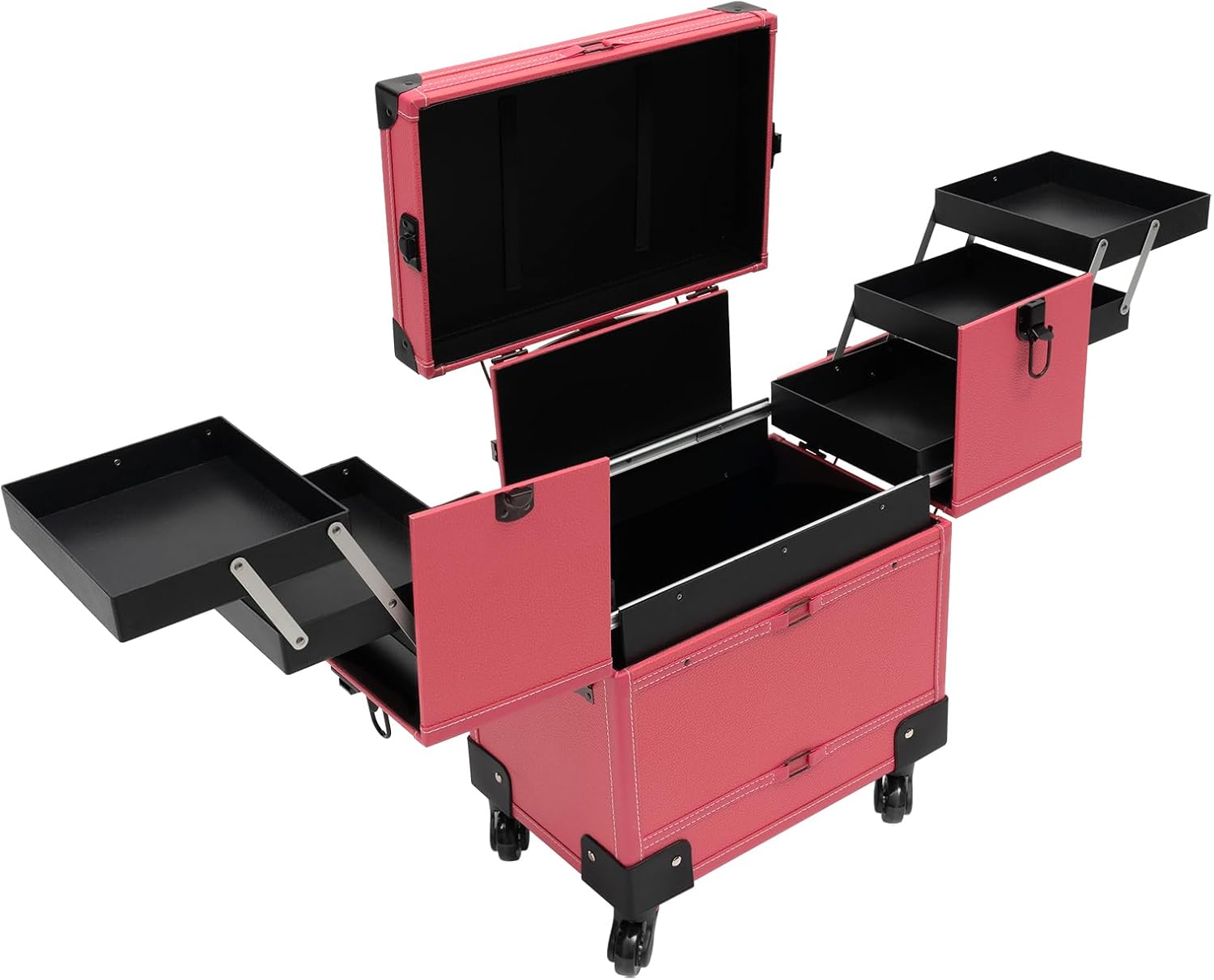 2 en 1 estuche de almacenamiento de viaje cosmético, Rosa, Moderno