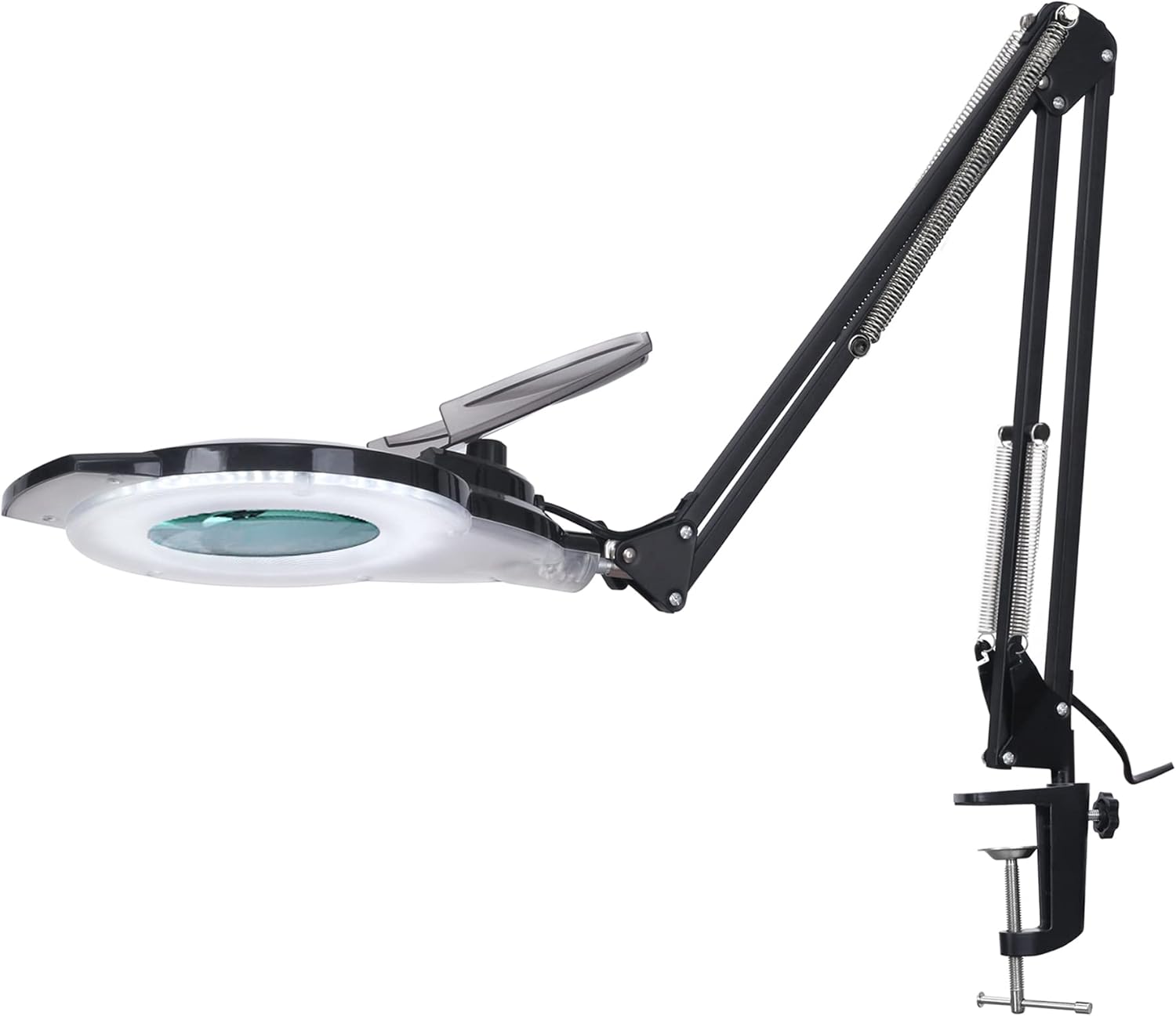 Addie – Lámpara LED de lupa con abrazadera, 1200 lúmenes, intensidad regulable, espectro completo de luz de día súper brillante, lente de la lupa de