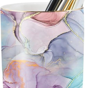 Soporte para bolígrafo de cerámica con rayas verticales para escritorio, lindo soporte para lápices, olla, organizador de escritorio, soporte para Soporte para bolígrafo de cerámica con rayas verticales para escritorio, lindo soporte para lápices, olla, organizador de escritorio, soporte para