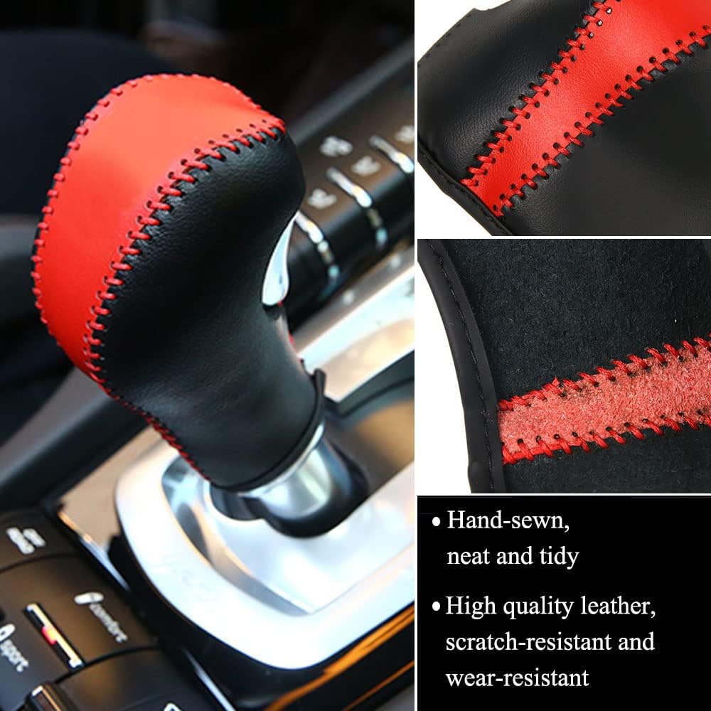 XITER Funda de cuero para palanca de cambios automática, protector de palanca de cambios para Porsche Cayenne 2011 2012 2013 2014 2015 2016 2017